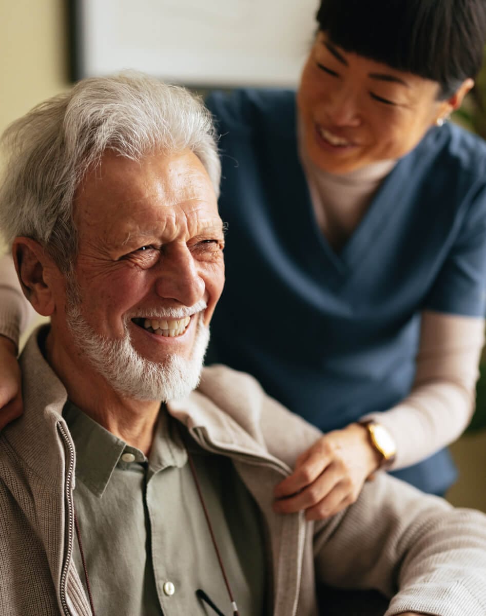 Nurse taking care of elderly patient