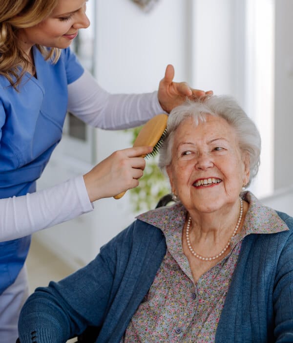 nurse brush senior hair