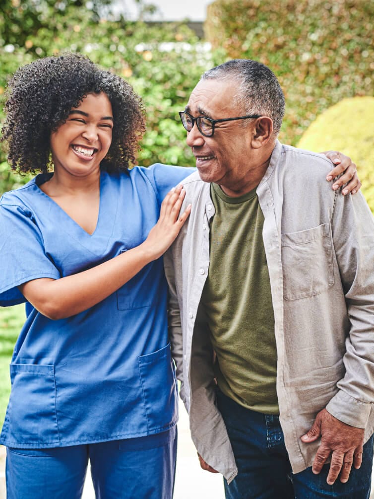 senior and caregiver